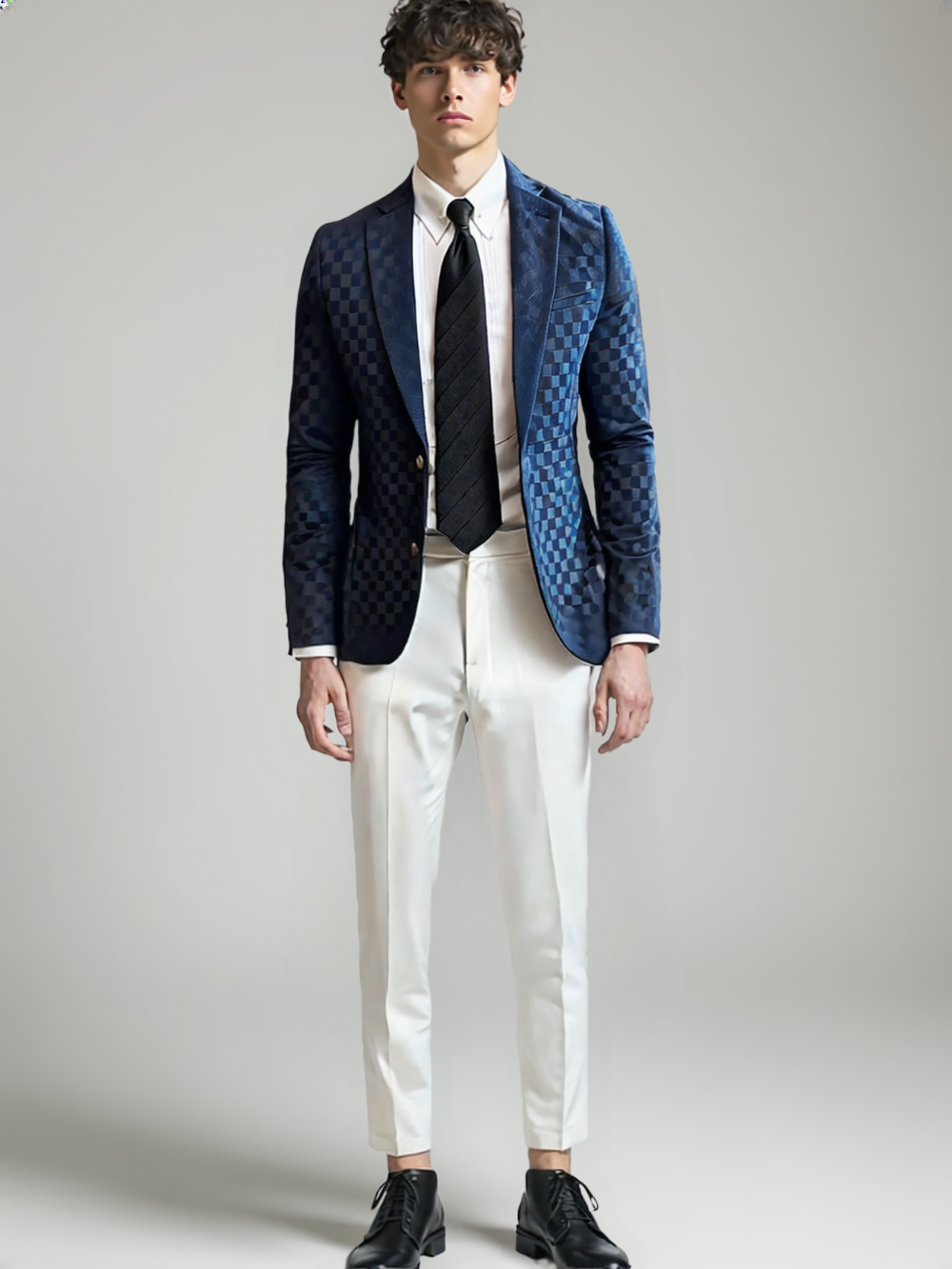 New Men Spring Plaid Blazers Modern Casual Business Wear