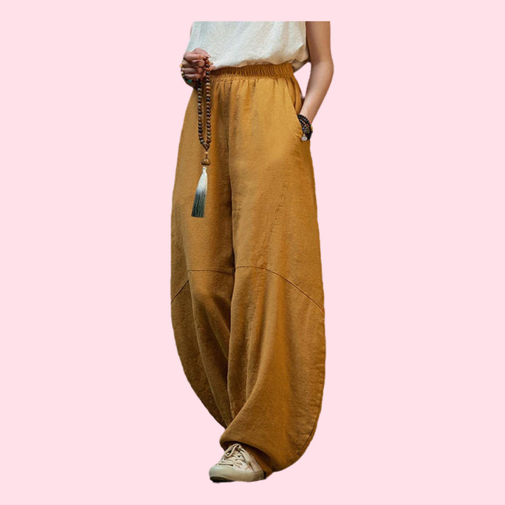 High Quality Cotton Linen Casual Trousers Women New 2025 Spring Vintage Style Solid Color Loose Female Bloomers Pants M584