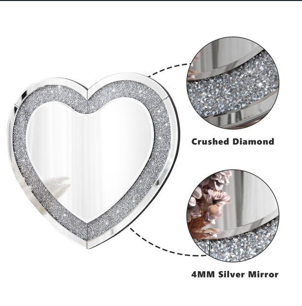 Elite New Diamond Décor Heart-Shaped Wall Mirror