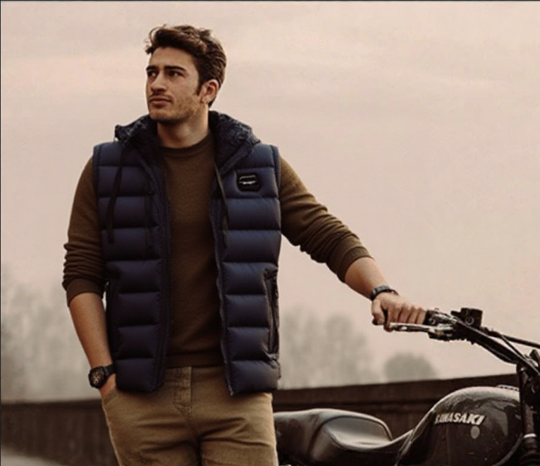 Mens Insulated Hooded Thickened Cotton Vest jacket