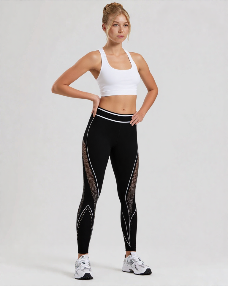 Women Black Lined Seamless Yoga Running Sports Fitness Leggings