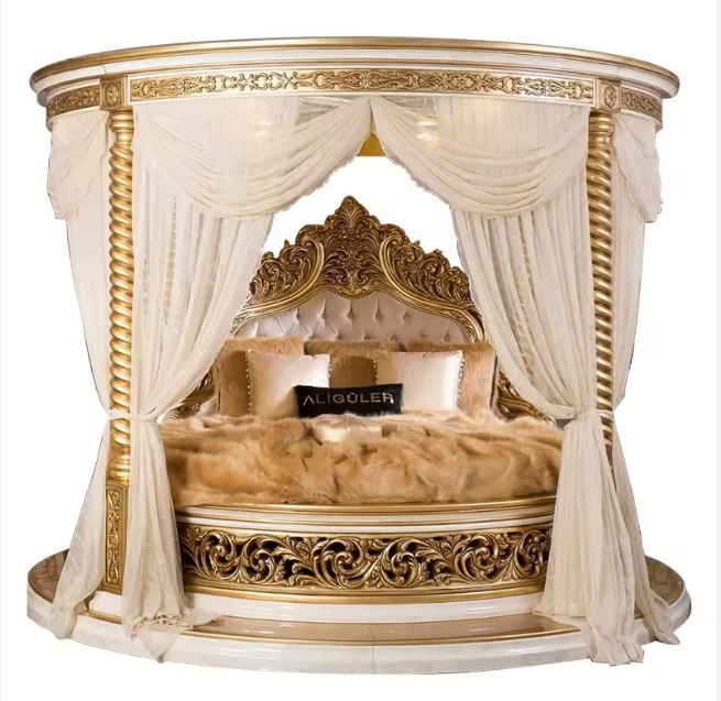 Premium Wedding round Bed Castle Wood Bedroom Furniture