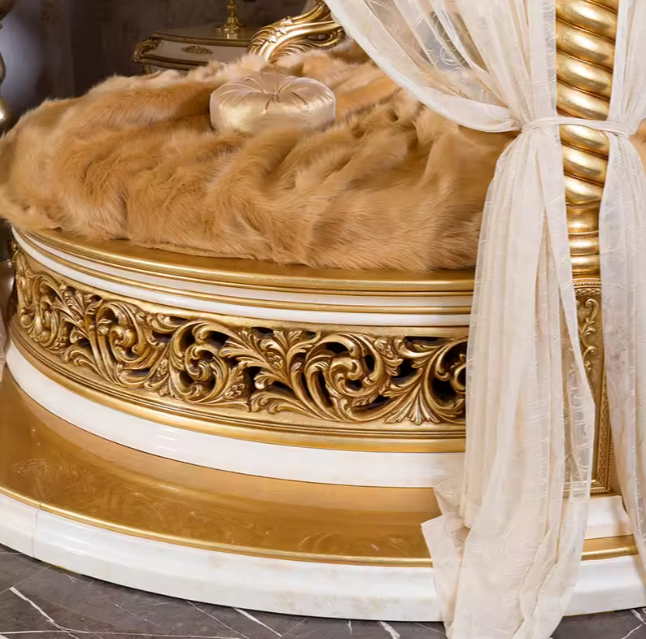 Premium Wedding round Bed Castle Wood Bedroom Furniture