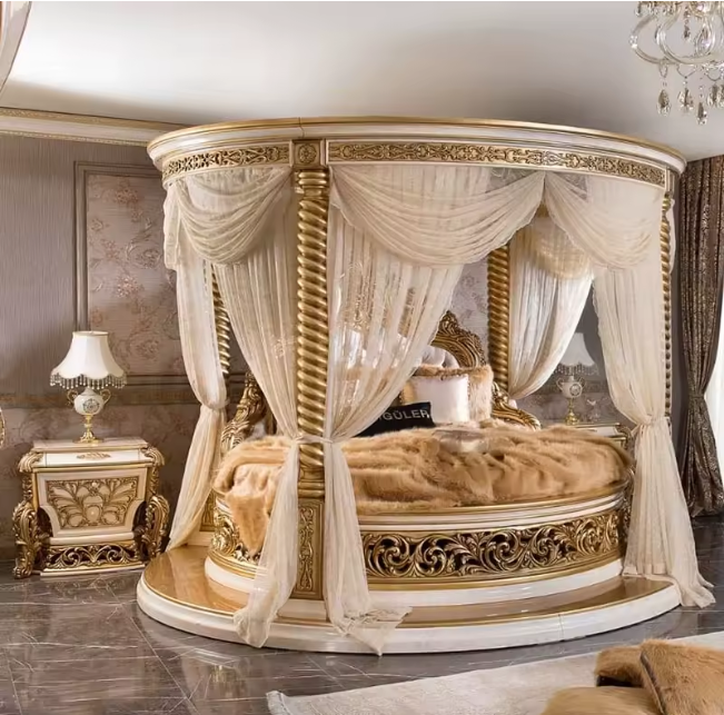Premium Wedding round Bed Castle Wood Bedroom Furniture