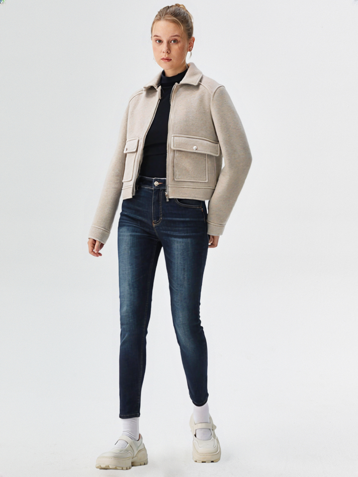 New Women Zipper Jacket Coat Long Sleeve Outerwear 