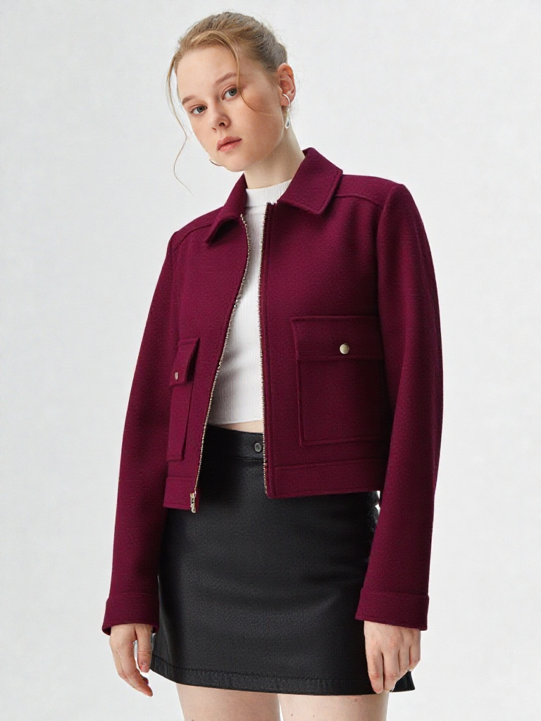 New Women Zipper Jacket Coat Long Sleeve Outerwear 