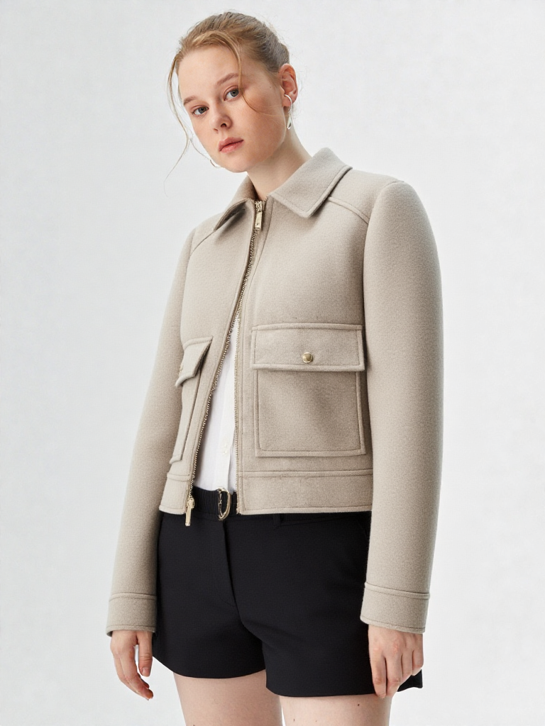 New Women Zipper Jacket Coat Long Sleeve Outerwear 