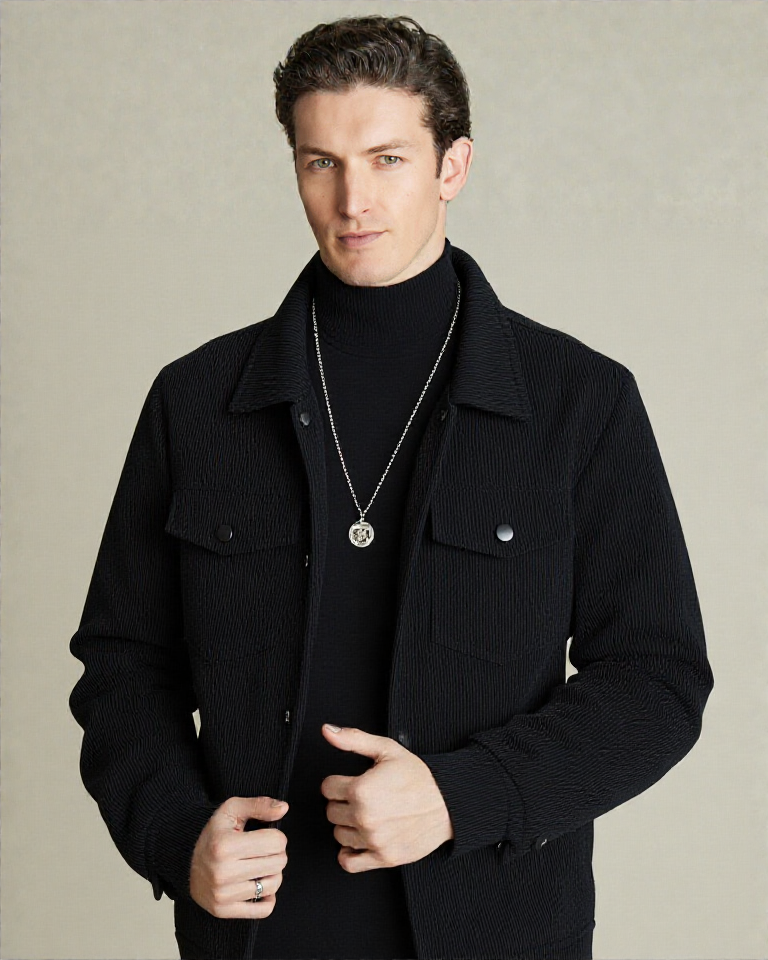 New Mens Flip Collar Fashionable Jacket Wear