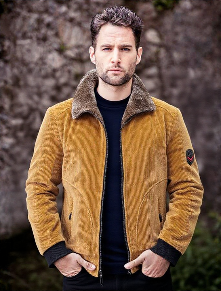 Mens Winter Italian Style Velvelt Thicken Corduroy Jacket 