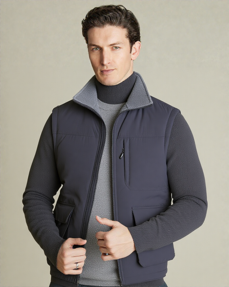 Mens Double Sided Wear Fleece Lined Vest Jacket