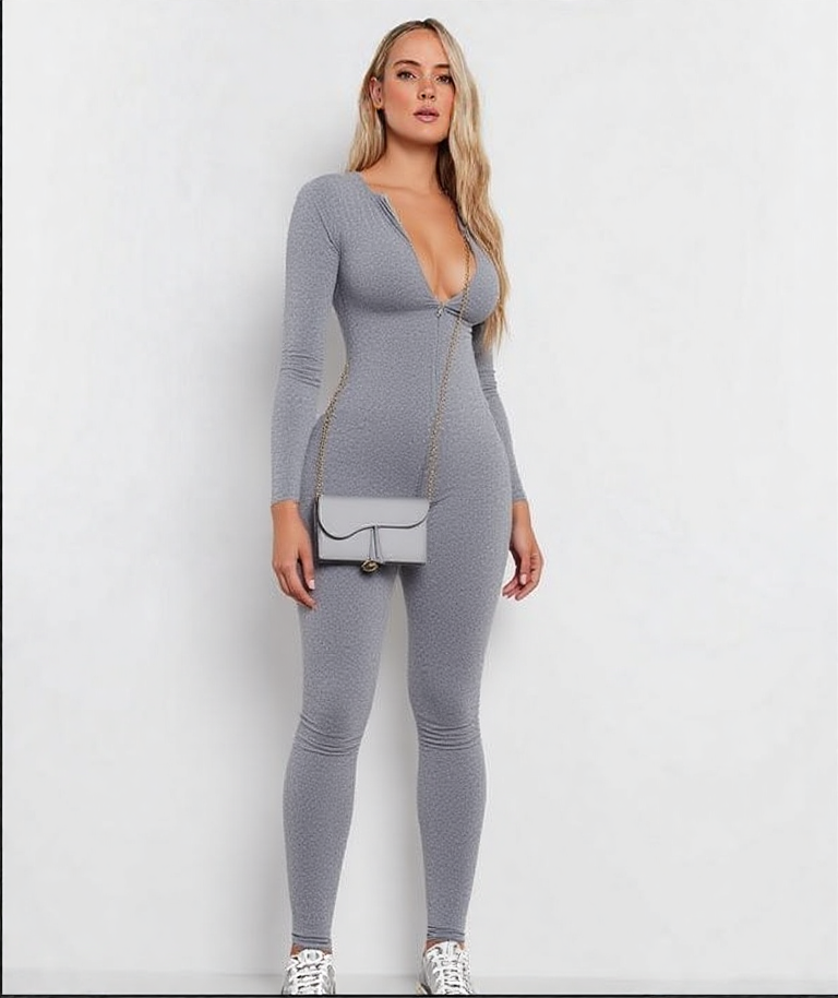 Women Sexy Sports Jumpsuit – Long Sleeve Bodycon Fitness Romper