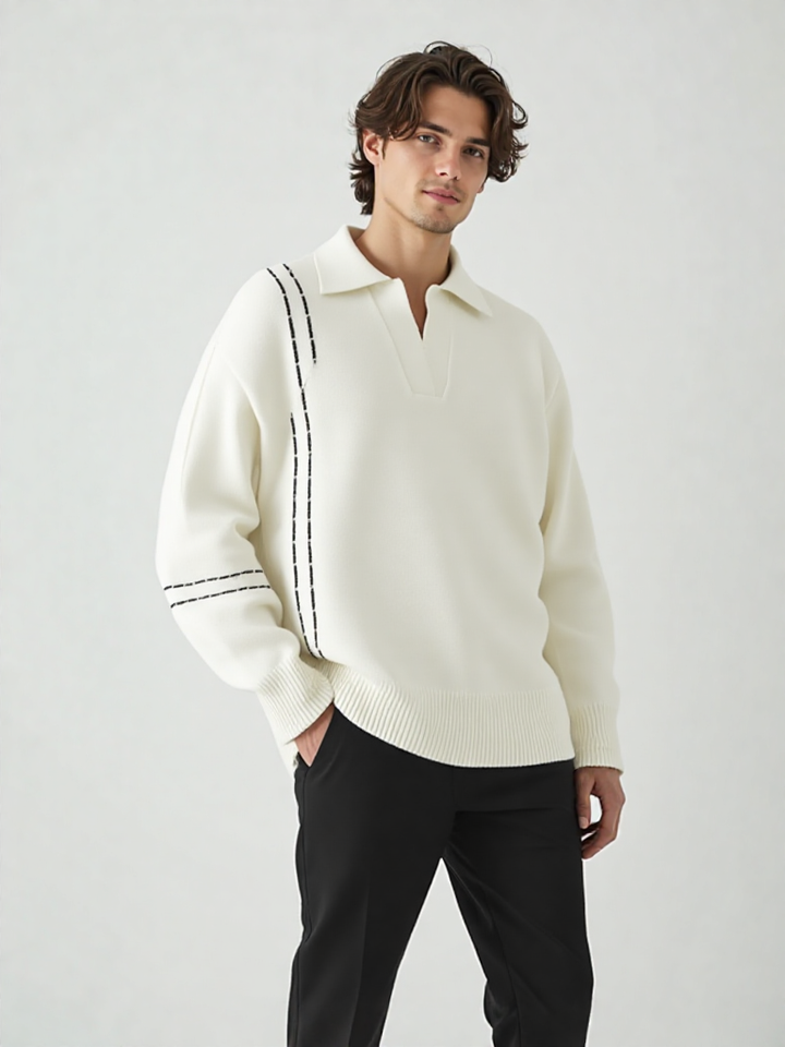 New V-Neck Mens Modern Warm Sweater Pullover