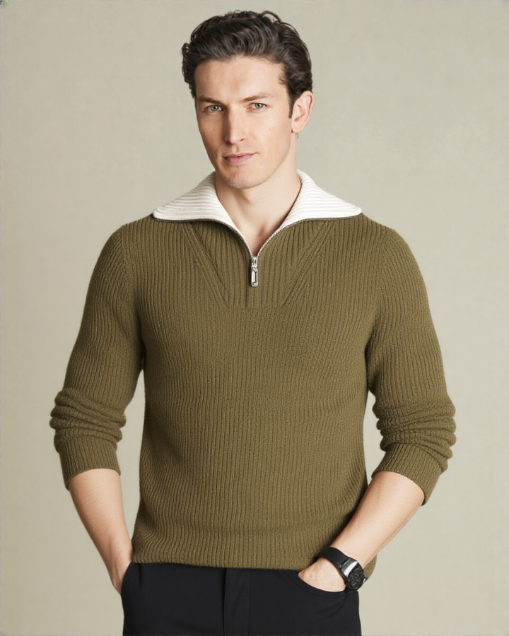 New Fusion Men’s Elite Wool Turn-Down Collar Pullover
