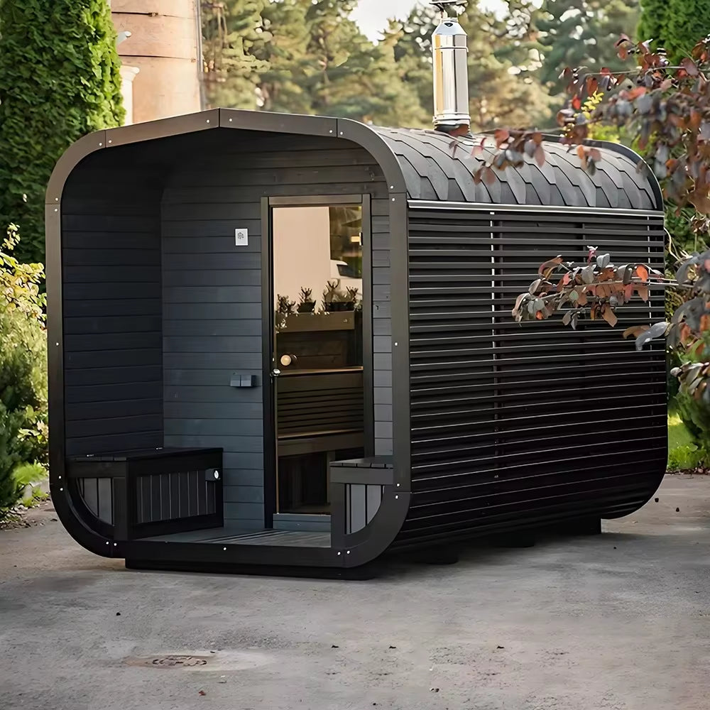 Modern Design Wet Steam Indoor/Outdoor Hemlock Sauna Lodge