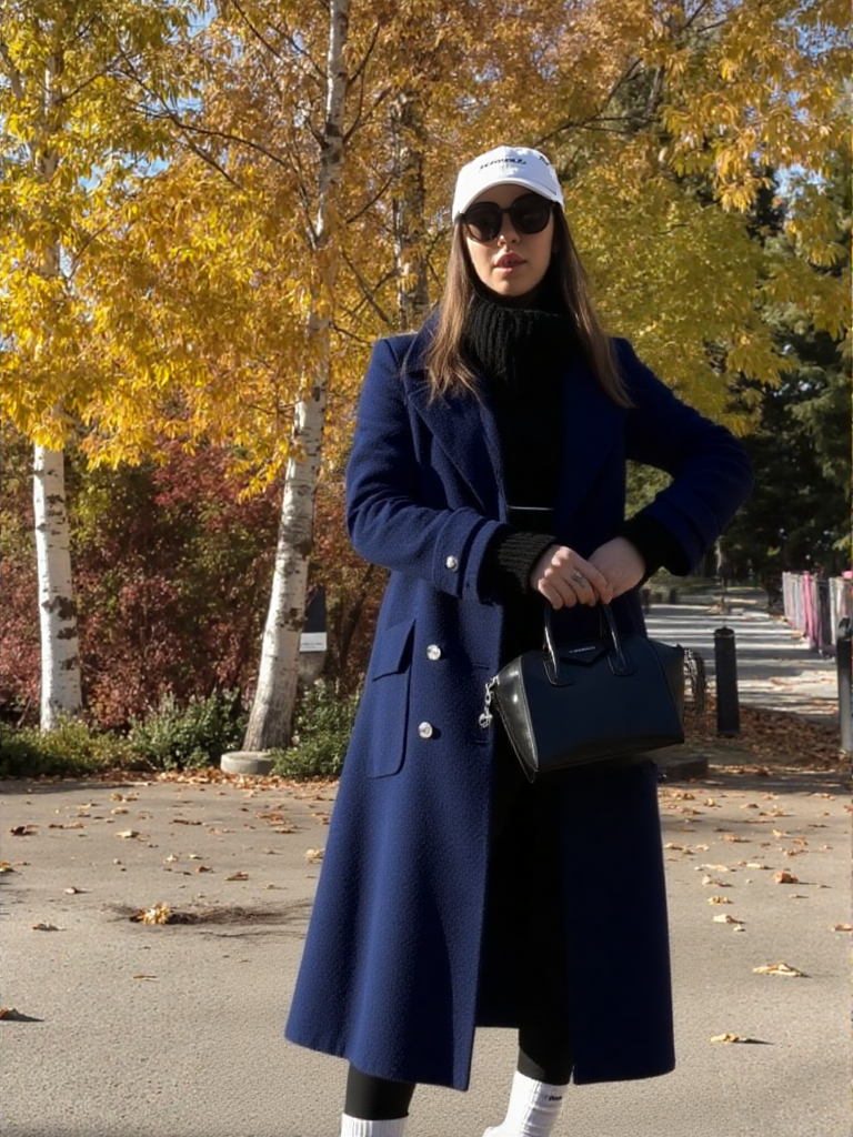 New Women Suit Collar Double-Breasted Long Woolen Coat 