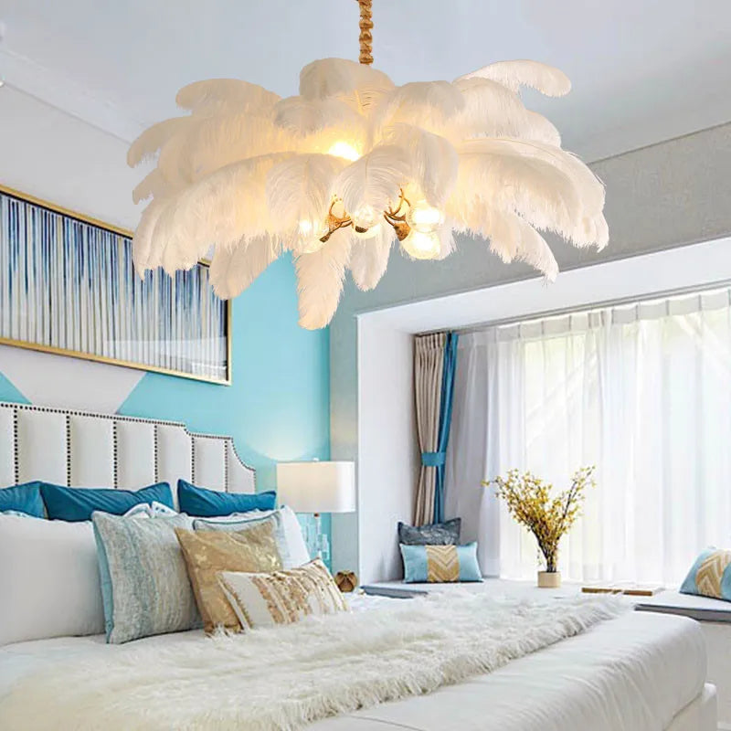 Luxury Feather Chandelier Light Cloud Pendant 