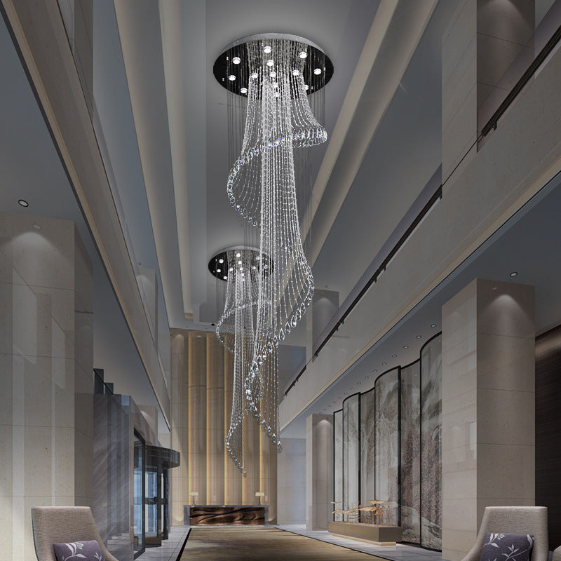 Luxury Crystal Chandeliers High-End Hanging Chandelier Villa Living Room Hall Lighting Lustre Dining Table Pendant Ceiling Lamp