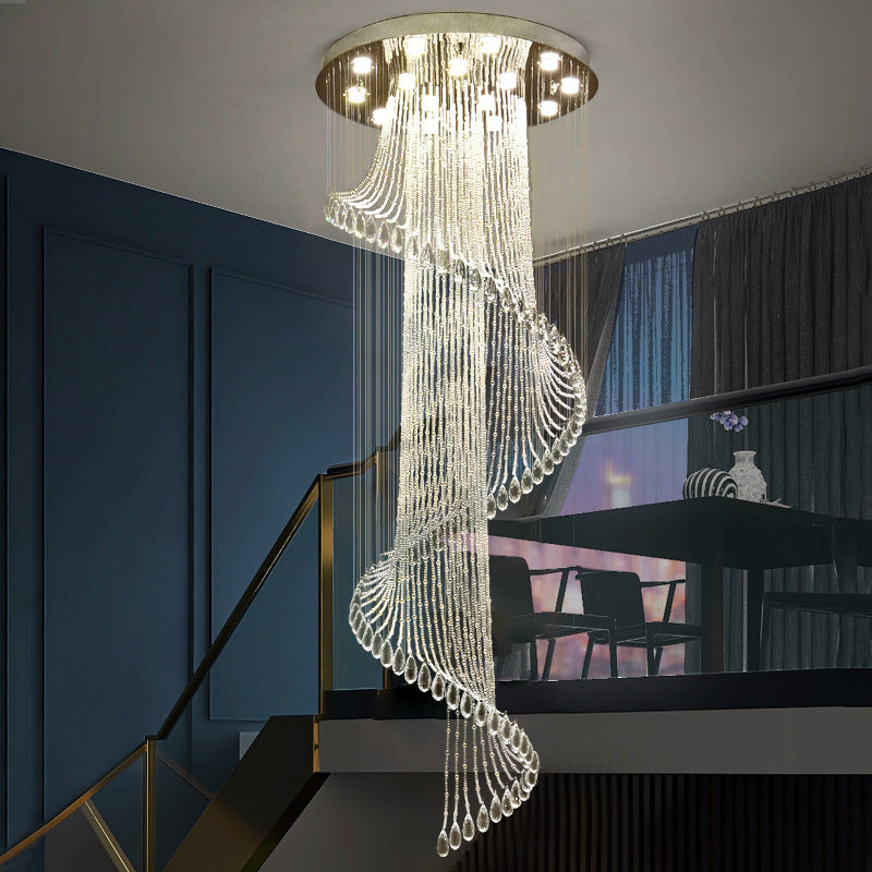 Luxury Crystal Chandeliers High-End Hanging Chandelier Villa Living Room Hall Lighting Lustre Dining Table Pendant Ceiling Lamp