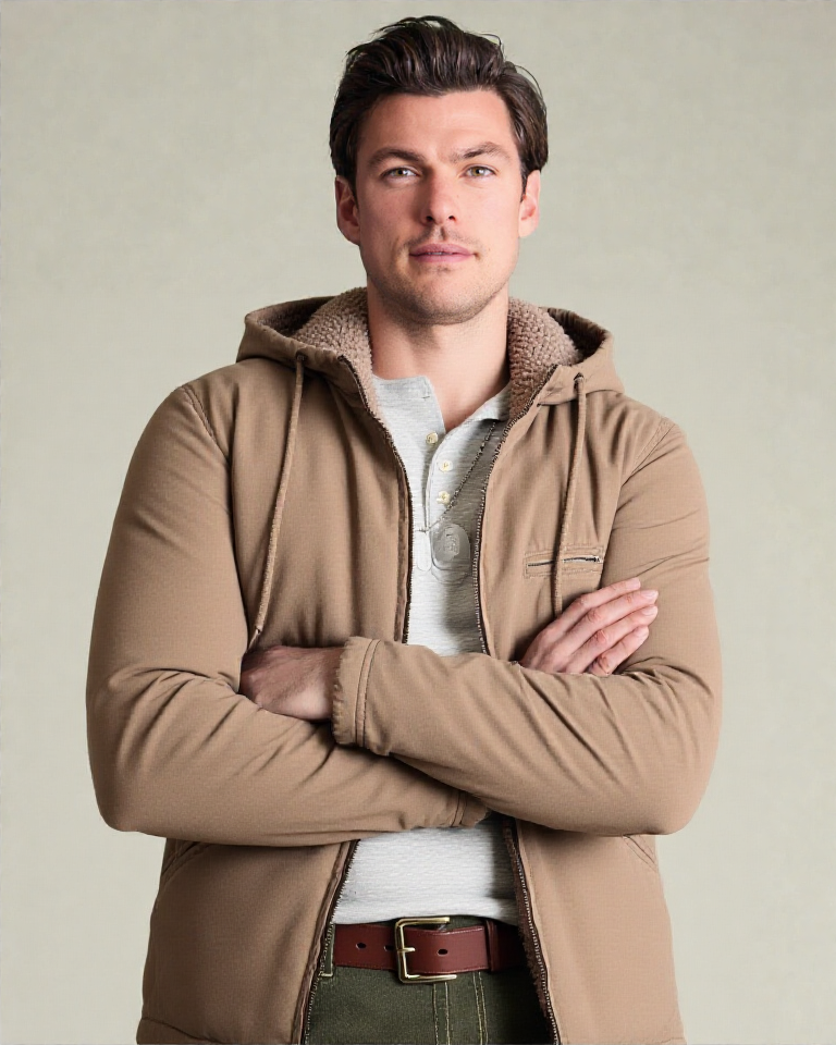 Mens Active Hooded Cotton-Padded Jacket