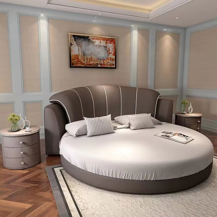 Modern Luxury Double round Leather Wedding Bed