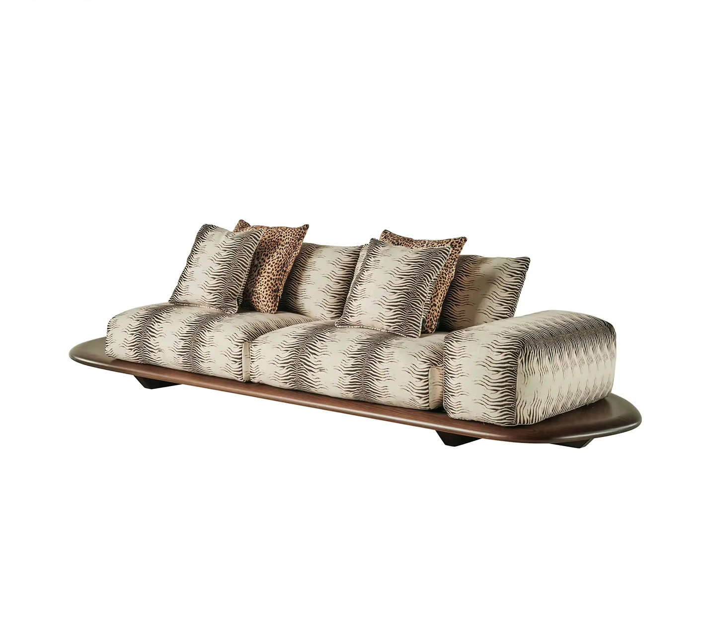 New Italian Luxury Fabric Luxury Sofa Set with Wooden Base 