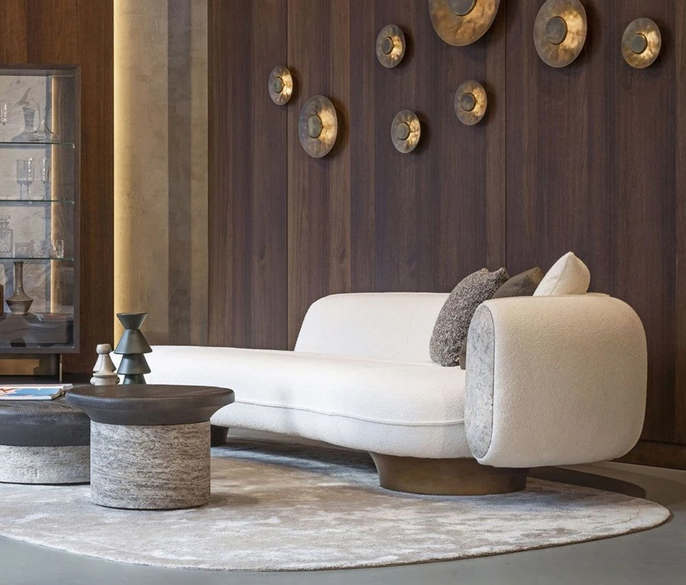 Modern Retro White Boucle Luxury Living Room Sofa