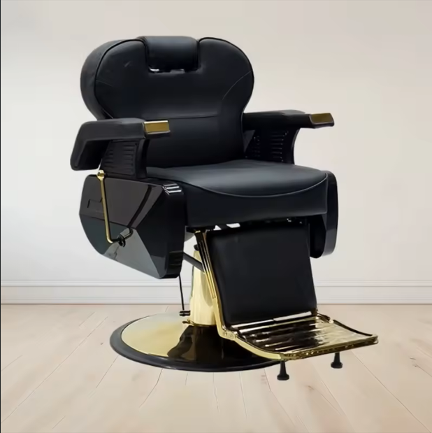 Luxury Gold Heavy Duty Hydraulic Reclining Salon Chair