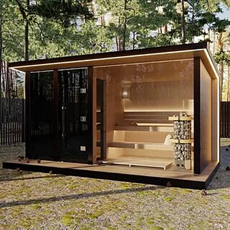 New Luxury Outdoor Sauna Room with Family Shower 