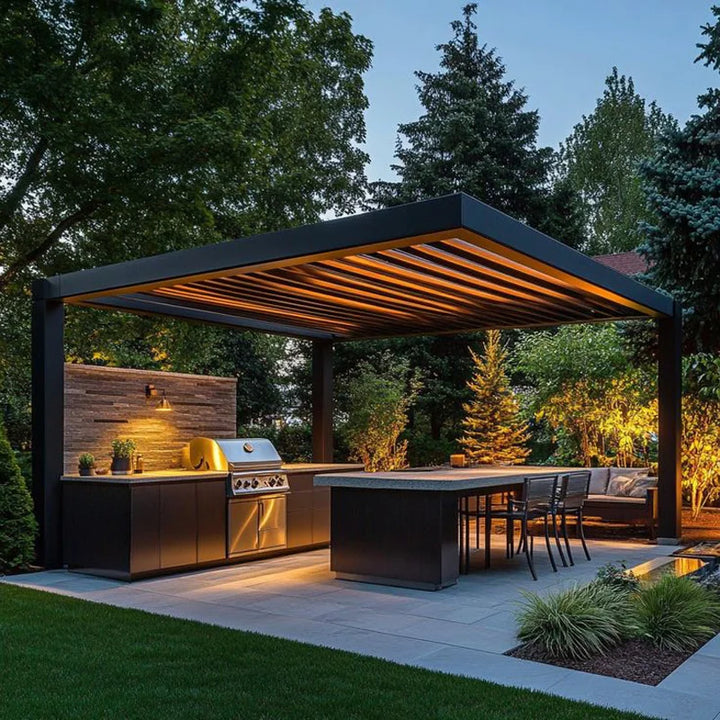 Luxury Waterproof Aluminum Outdoor Kitchen with Premium Pergola