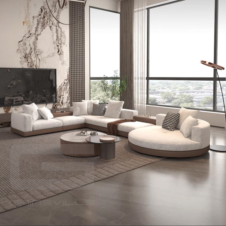 Modern Luxe Villa Sectional Sofa Set  Living Room Furniture