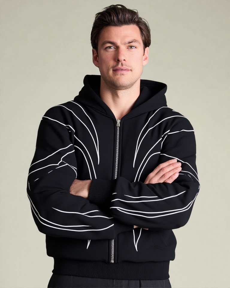 New Mens Street Retro Double Zipper Hoodie