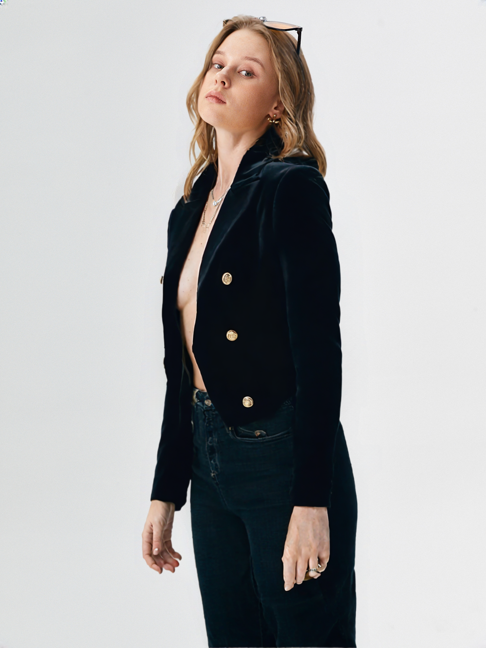  New Velvet Double Breasted Versatile Women Jacket