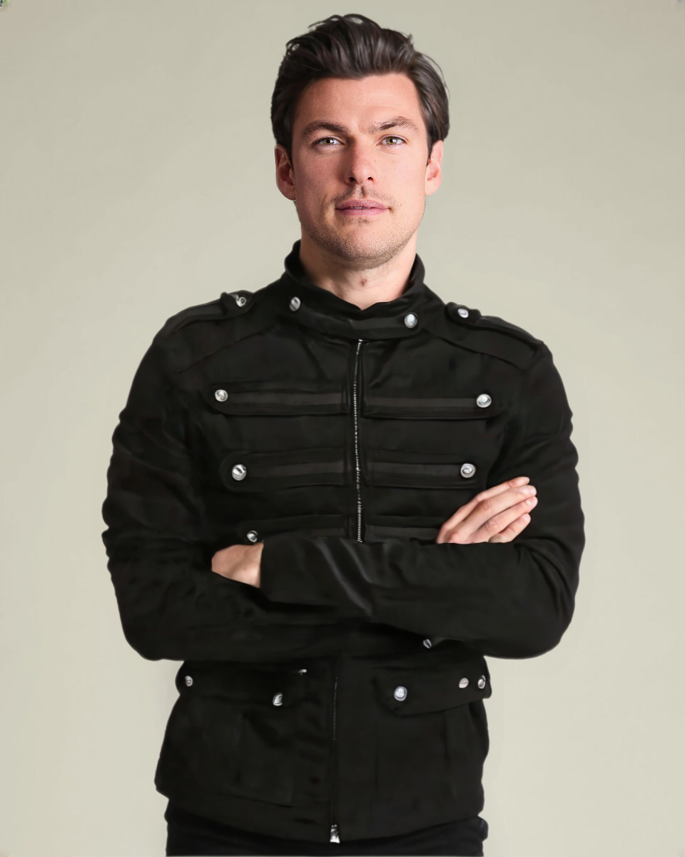 Men Black Gothic Steampunk Vintage Jacket