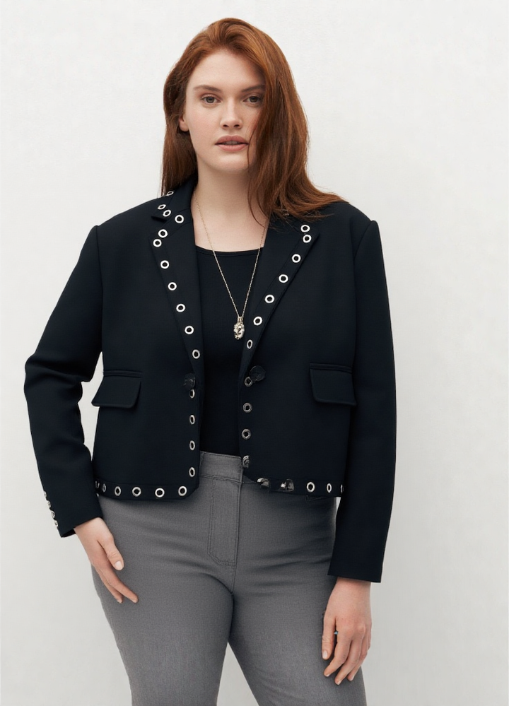 New Women Black Hollow Blazer Jacket 
