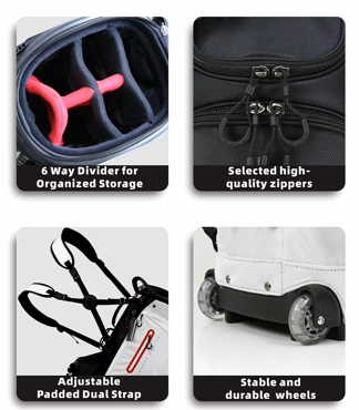 New Pro Golf Stand Travel Bag with 6 Way Divider