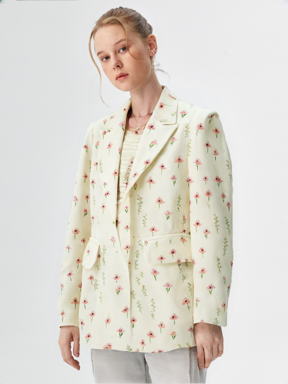 Women Floral Printed Blazer Jacket