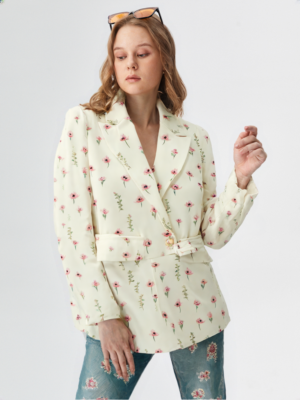 Women Floral Printed Blazer Jacket