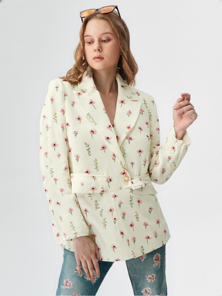 Women Floral Printed Blazer Jacket