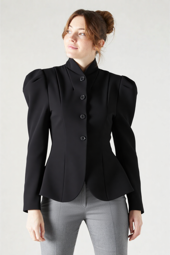 New French Retro Stand-Up Collar Women Blazer