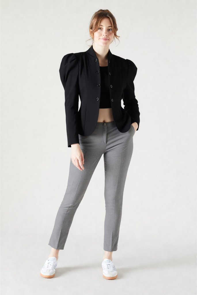 New French Retro Stand-Up Collar Women Blazer