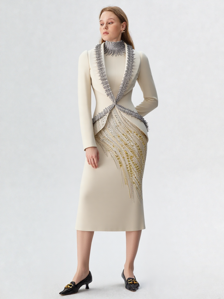 Luxury Women Suit Skirt Set 2 Pc Bridal Wedding Party Dress