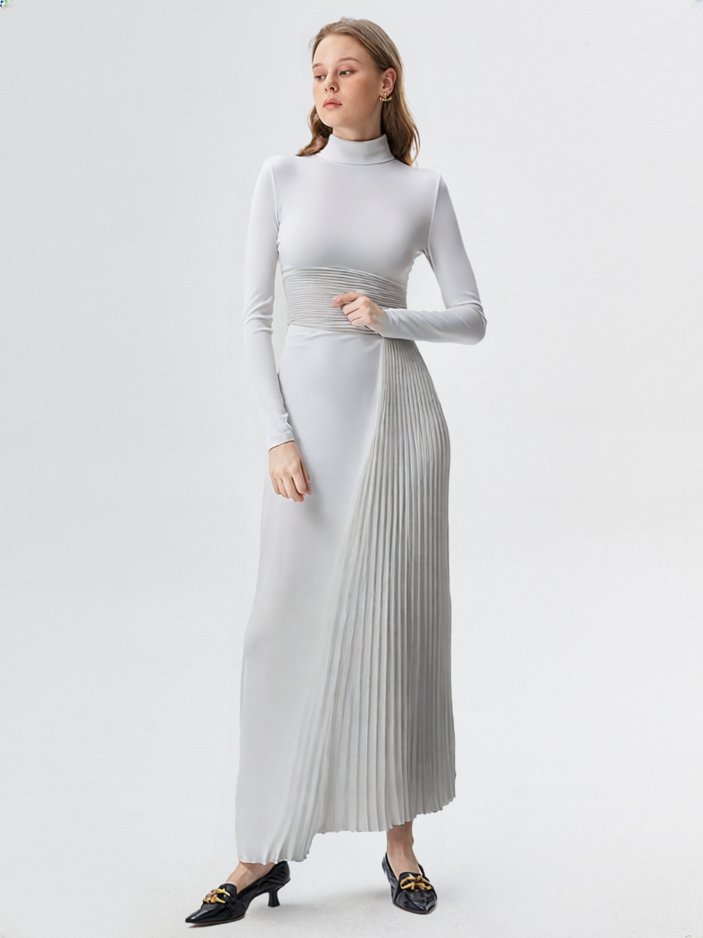 Women Long Sleeves White Maxi Dress Guest Party Gown Dress