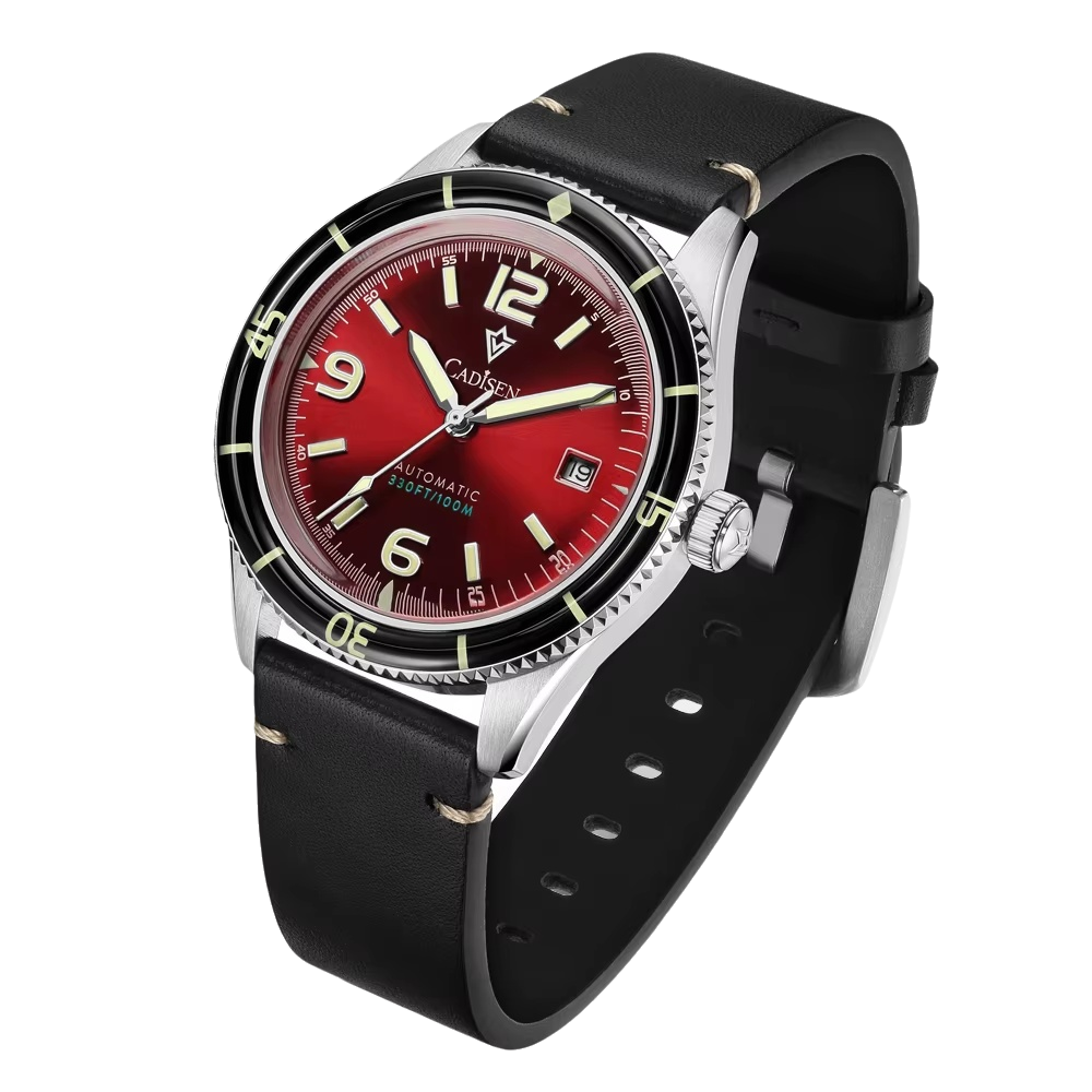 New Mens Genuine Leather Waterproof Wristwatch