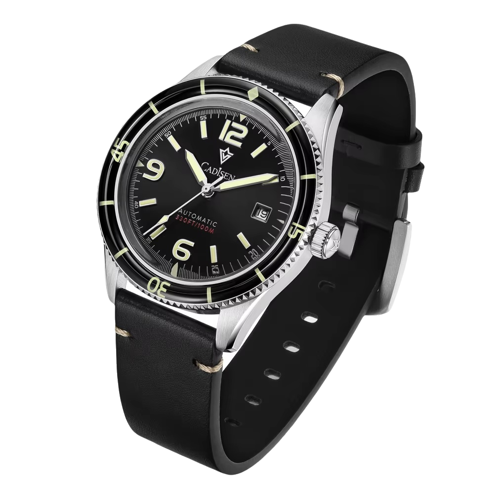 New Mens Genuine Leather Waterproof Wristwatch