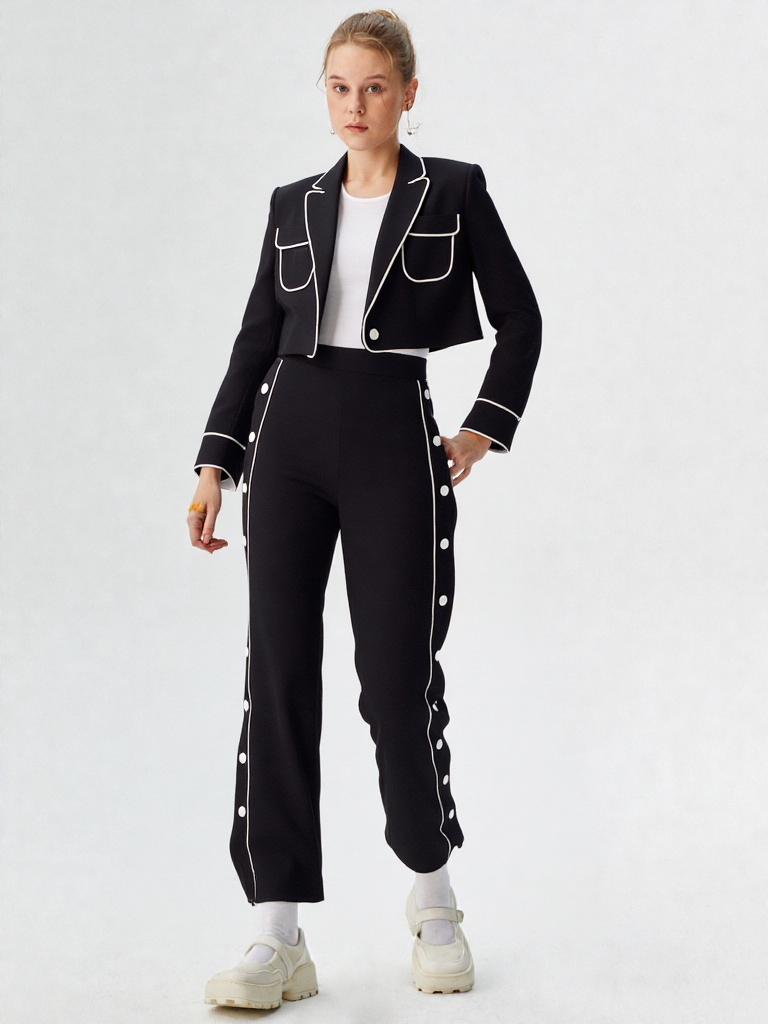 Women Two-Piece Business Casual Pants Set with Jacket