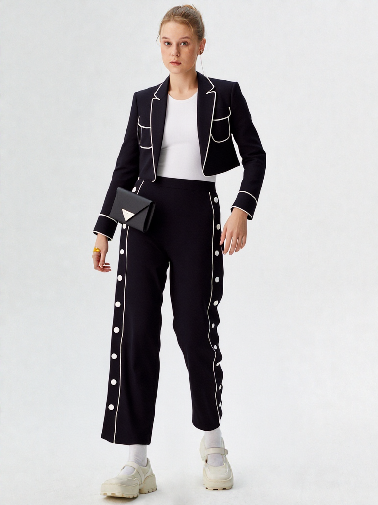 Women Two-Piece Business Casual Pants Set with Jacket