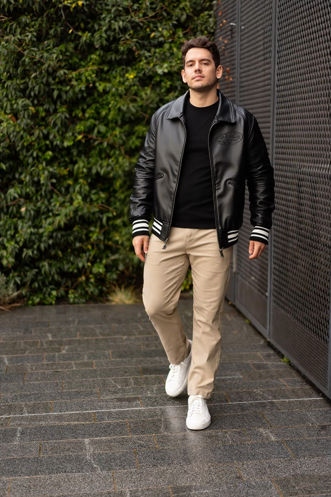 New Mens Leather Casual Motorcycle Jacket 