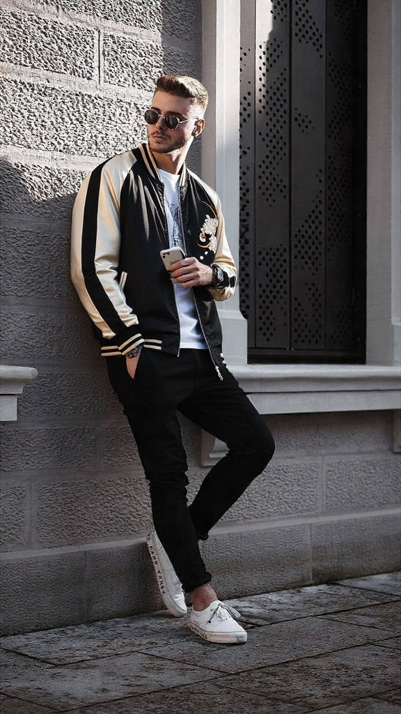 New Mens 3D Printed Bomber Jacket Satin Luxury Streetwear 