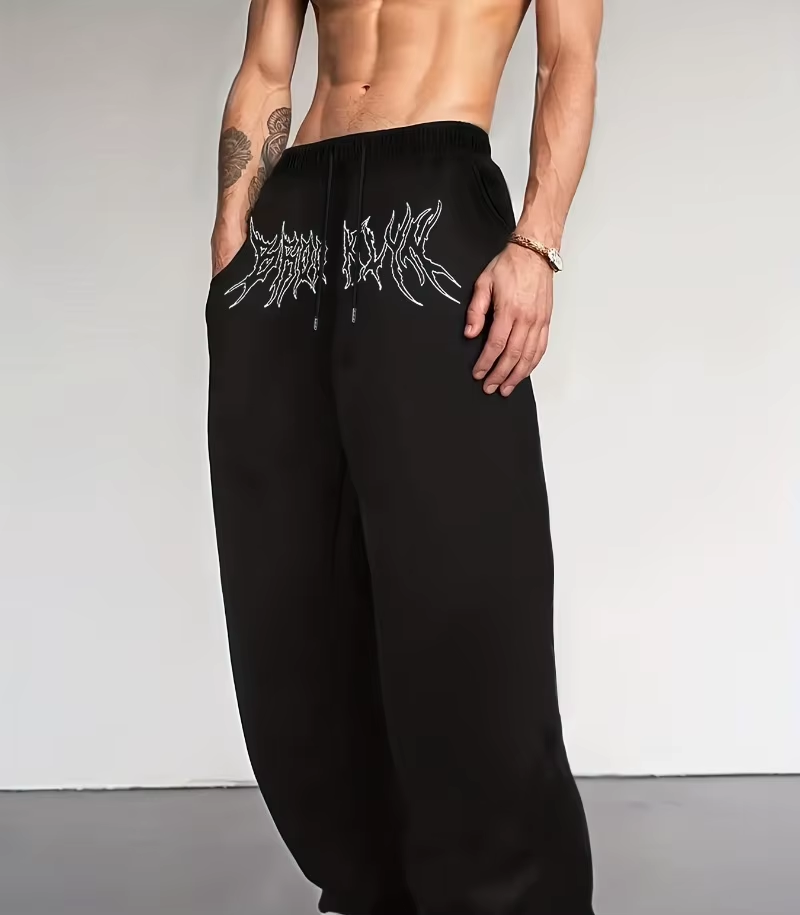 Men's Straight-Leg Trousers 3D Print Letter Pants