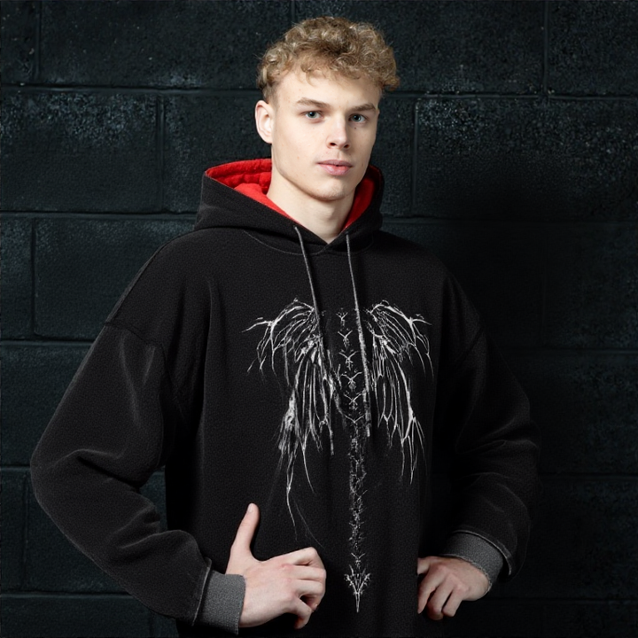 Mens Vintage Printed Hooded Streetwear 